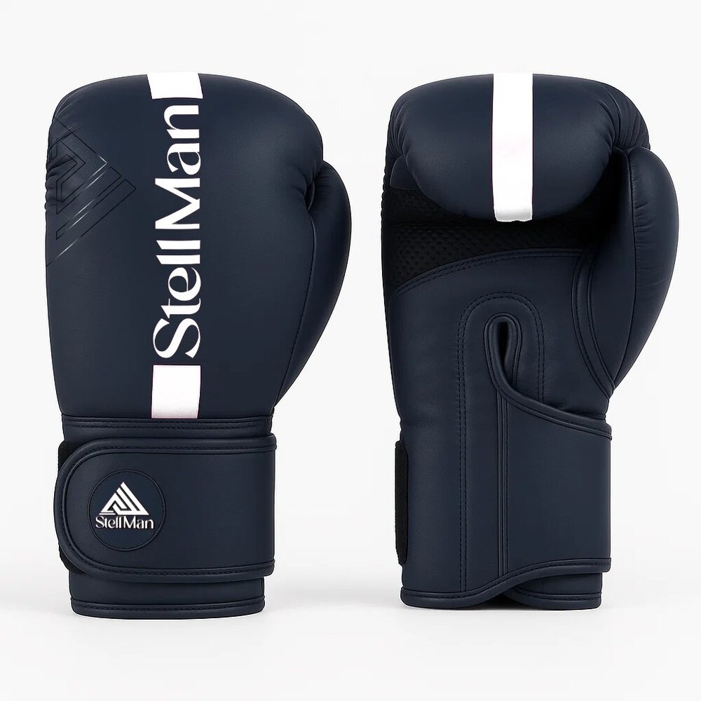 Stellman ProStrike Boxing Gloves Black White Training Sparring Punching Gear